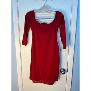 Alice & Olivia Bodycon Dress Size 2 Red Off The Shoulder Valentines Romantic